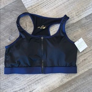 NWT Sam Edelman zipper front strappy sports bra S